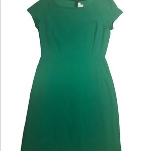 J. Crew Green Crepe Sheath Short Sleeved Dress
